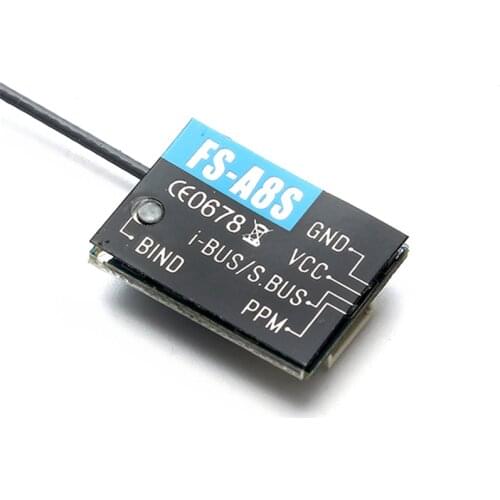 Flysky 2.4G 8CH FS-A8S Mini Receiver with PPM SBUS i-BUS Output For Rc Airplane Compatible with FS-i4 FS-i6 FS-i6S FS-i6X FS-i10