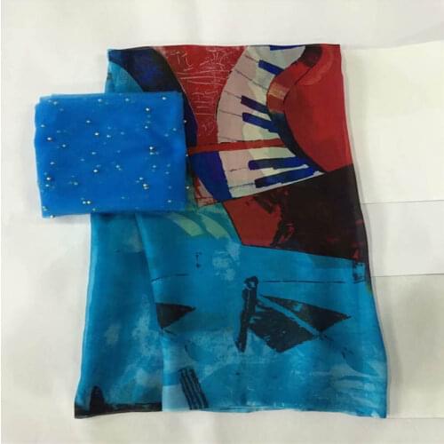 Fashion new style silk printed chiffon fabric for garment neat embroidery on the material with swiss voile lace tissu! LXF4320