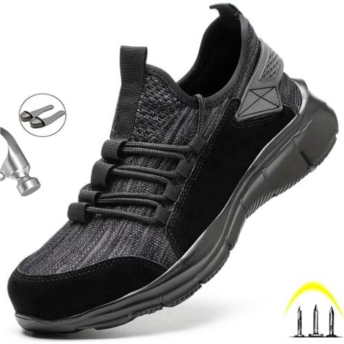 Fashion Mens Safety Shoes Breathable Steel Toe Cap Indestructible Boot Anti-Puncture Comfort Light Non-slip Protection Shoes