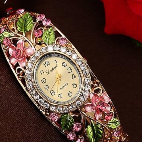 Fashion Luxury Rhinestone Womens Watches Multicolor Flower Bracelet Watch Ladies Watch Women Watches Clock reloj mujer montre