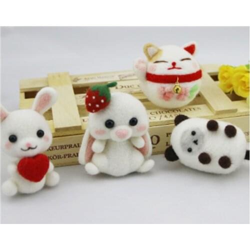 LovelyCat and bear chicken and dog wool needlepoint kit wool felt needle felting decoration craft needlecraft DIY handmade