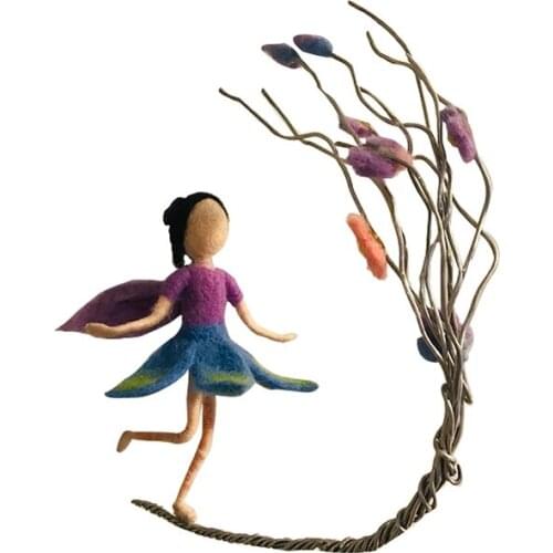 Needle Felting Kit for Beginners Flower Fairys, Gift for Mom, Felting Mat, Felting Needles, Video Manual, Height 10cm (4")