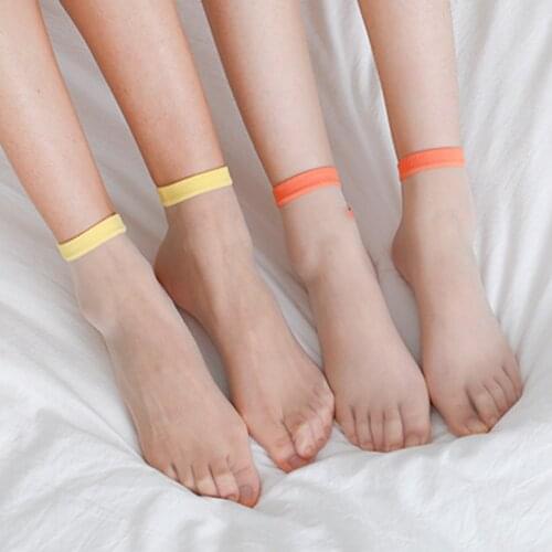 Sexy Lace Mesh silk fruit fishnet Socks Fiber Transparent Stretch Elasticity Ankle Net Yarn Thin Women Socks