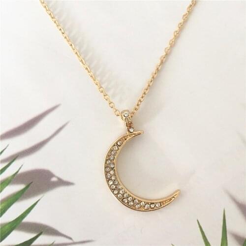 New Fashion Sweet Moon Gold Color Jewelry Temperament Crescent Clavicle Chain Pendant Necklaces