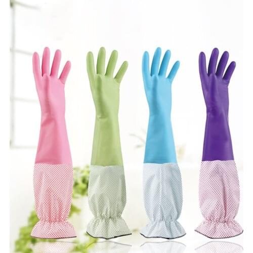 1Pairs Rubber Latex Gloves 40cm Clean Long Gloves Winter Work Safety Gloves Woman Clean Tool Waterproof Dishwashing Household
