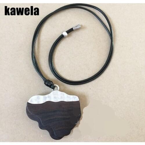 Cloudy Sandalwood Alloy Pendant Black Rope Adjustable Necklace