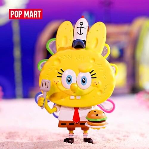 POP MART Labubu Sponge Bob Square Paints The Monsters Collectible Cute Action Kawaii Animal Toy Figures Free Shipping