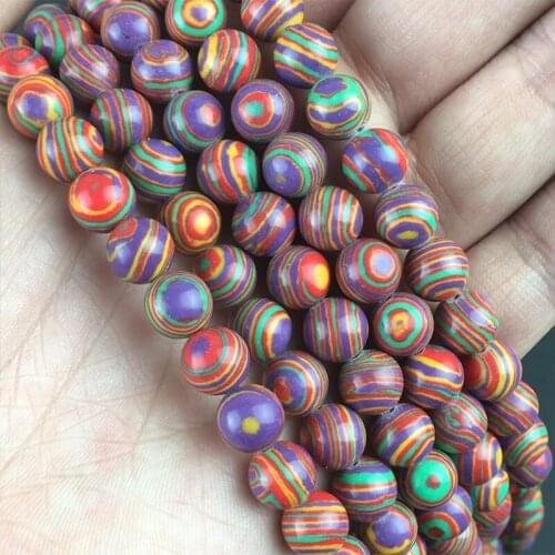 Multicolor Malachite Stone Beads Round Loose Spacer Beads for Jewelry Making DIY Bracelet Accessories 15'strand 6/8/10mm