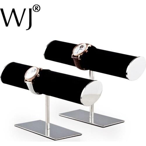 Rare Metal Jewelry Bracelet Bangle Watch Display Stand Rack Holder Black Velvet Watch T-Bar Jewellery Counter Showcase General