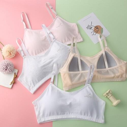 Teen Girl Training Bra Teenage Kids Underwear with Soft Padded Cotton Soild Underclothes Wireless Thin Cup Bra for Young Girls