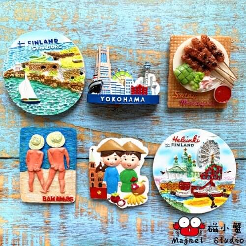 Ukraine Tahiti Japan Yokohama Finland Sveaborg Vietnam Bahamas Netherlands Malaysia Tourist Attractions Fridge Magnet Souvenir