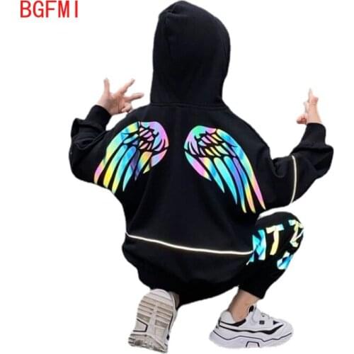 Spring Baby Kids Clothes Pants & Hoodies Suits for Boys Loose Reflective Pullover Clothes Teen Boy Fall Casual Set Girl 10 12 14