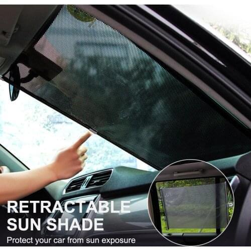 Retractable Windshiled Sunshade Curtain Adjustable Sun Visor Protector Block Heat and 99% UV Rays Sun Shade with Suction Cup