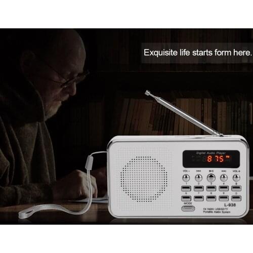 High Fidelity Sound Mini Radio FM Digital Portable 3W Stereo Speaker MP3 Audio Player Support USB Drive TF SD MMC Card AUX-IN