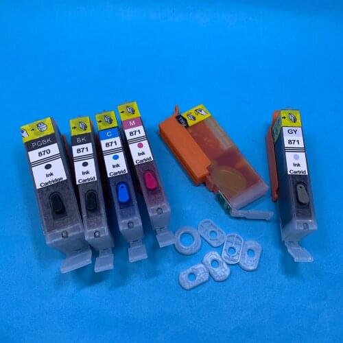 YOTAT 6pcs Full PGI-870XL Refillable ink cartridge PGI-870 CLI-871 for Canon PIXMA MG7780 TS9080 TS8080