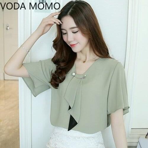 2020 summer short flare sleeve ruffless womens shirt blouse for women blusas womens tops and blouses chiffon shirts plus size