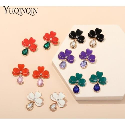 2021 New Acrylic Flower Drop Earrings for Women Statement Resin Big Cute Dangle Earings For Girls Korean Crystal Fashion Jewelry
