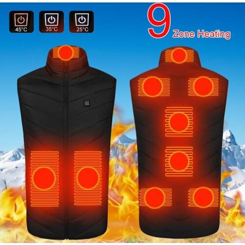 9 Zones Heating Vest Jacket Tactical Mens Warm Jacket Winter Thermal Self Heated Vest For Winter Hunting Fishing