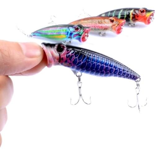 1Pcs 6.5cm/7.9g Floating Popper Fishing Baits Lure For Crankbait Artificial Hard Peche Leurre Jerkbaits With 2 Treble Hooks