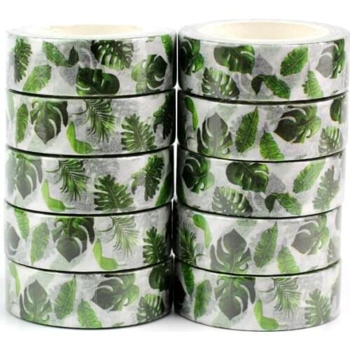 10PCS/lot Tropical palm leaves Washi Tapes Japanese Paper DIY Planner Masking Tape Adhesive Tapes Stickers Decorative Stationery