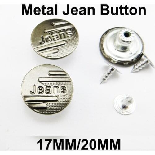 30PCS 17MM Gun Back Metal Stripe Jeans Button 20MM Decorative Garment Jean Word Buttons Sewing Clothes Accessory JMB-349X