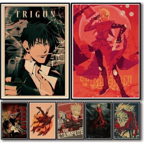 33 Designs Anime Trigun Kraftpaper Poster Artwork Homedecal Fancy Wall Sticker for Coffee House Bar