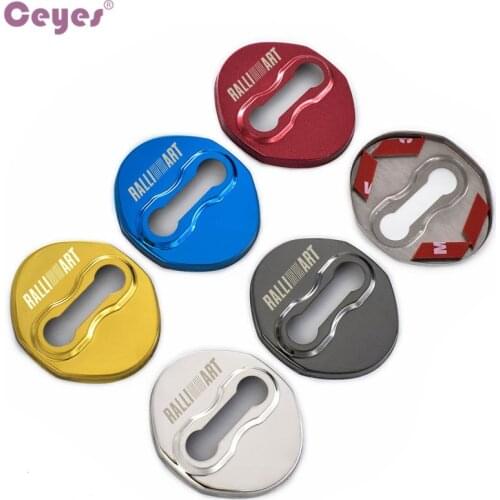 4pcs Car Styling Auto Door Lock Cover For Mitsubishi RalliArt Lancer l200 Galant Ralli Art Car Emblems Sticker Case Accessories