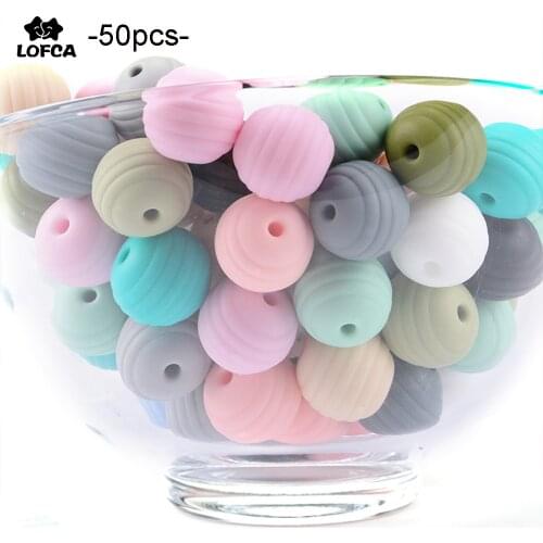 LOFCA 50pcs Beehive Silicone Beads Baby Teething Round Food Grade Beads 15mm DIY Threaded BPA Free Beads Baby Teethers