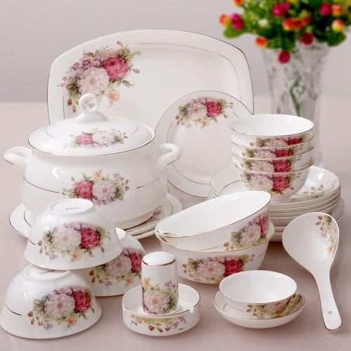 56 pieces bowl bone china dinnerware set quality porcelain chinese style