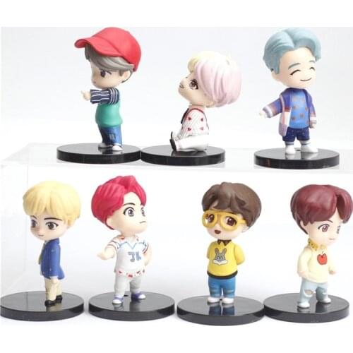 7Pcs/set Antistress Anime Bangtan Boys Groups Model Toys KPOP Star TOP Group A.R.M.Y PVC Action Figures Gift Home Decor Fidget