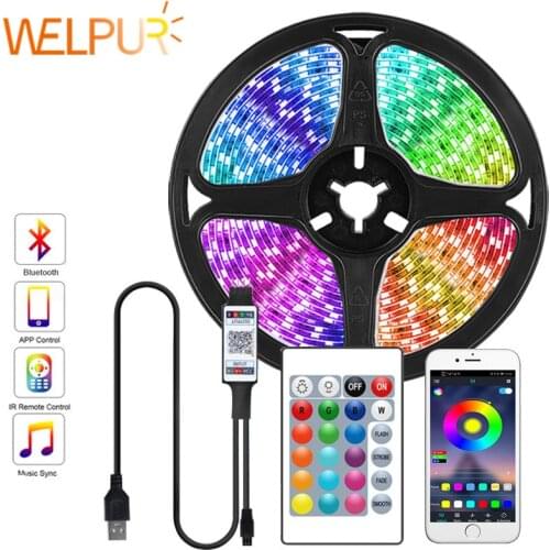 Bluetooth 1M-5M USB LED Strip 2835SMD RGB LED lights Tape TV light 5V strip light white warm 24key controller