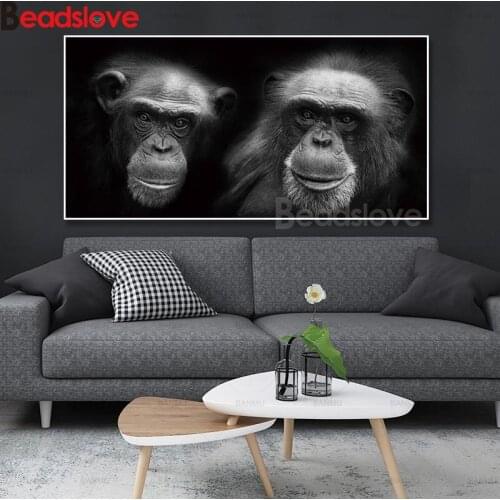 Large Arts,Crafts,Sewing,Diamond Painting Black Gorilla Full Square round diamond mosaic Diamond Embroidery Cross Stitch