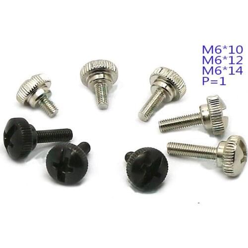 M6*10/12/14 Step head bolt straight knurled head screw,Plain Finish,computer host,handle toolless instrument adjusting screw