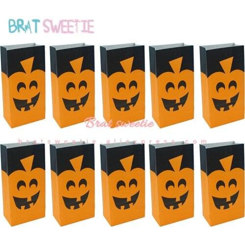Happy Halloween Pumpkin Candy Paper Bag Ghost Cobweb Goodie Bags for Kids Treat Gift Bag Halloween Party Decorations Favor