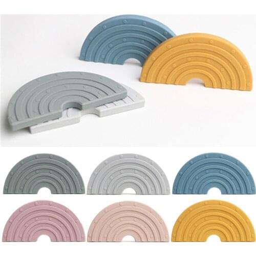 BPA Free Baby Silicone Teether Rainbow Shape Silicone Beads Newborn Molar Soother Rodent Pain Soothing Teething Toys Baby Stuff