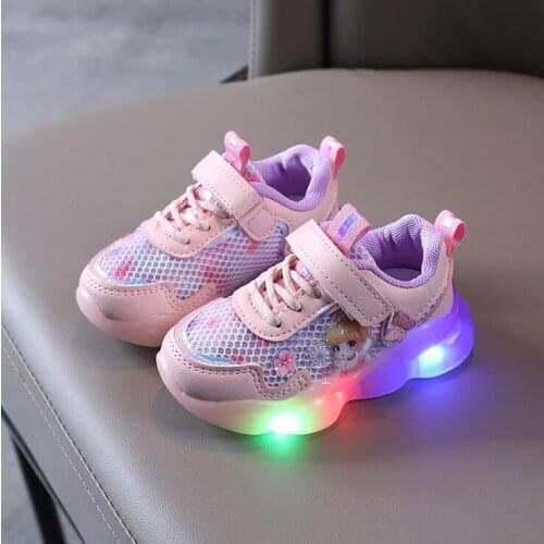 Disney Spring summer new LED lights child sneakers 2021 baby girls 1-5 years the princess with single toddler shoe surface
