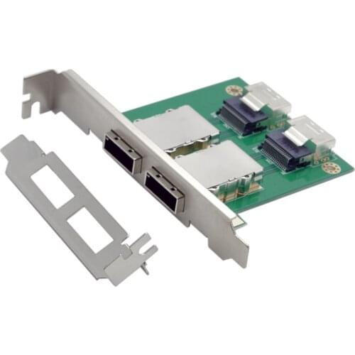 Dual Ports Mini SAS SFF-8088 To SAS 36Pin SFF-8087 PCBA Female Adapter With PCI Bracket