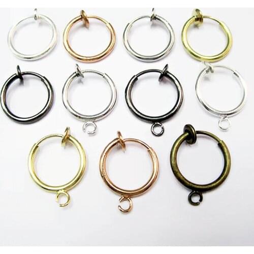 10pcs Fashion Punk Ear Clip On Fake Piercing Nose Lip Hoop Rings Diy Earrings Making Gold Silver Plated Copper Findings Supplier