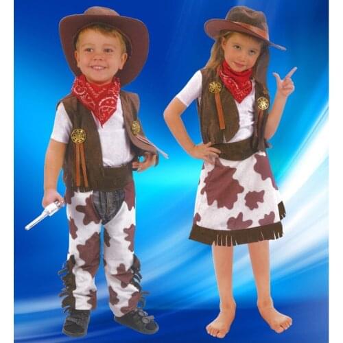 Halloween costume for children boy girl cosplay western male cowboy costume Cowgirl costumecarnival dress up clothes
