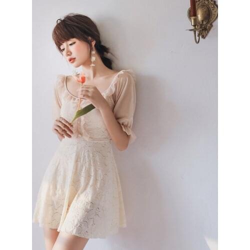 Swimsuit Women 2021 1 Piece Kawaii One New Female Skirt Hot Print Polyester Sierra Surfer Bikini Retro For Swimwear Push Korean