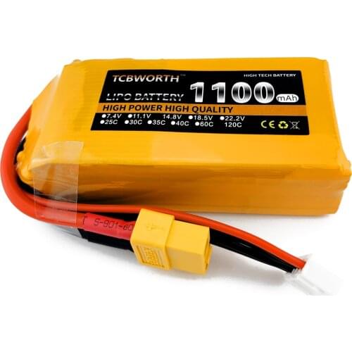 2UNITS TCBWORTH Lipo Battery 14.8V 120C 1100mAh 4S Graphene RC Lipo Battery Pack with XT60 Plug for RC Car Truck Airplane FPV