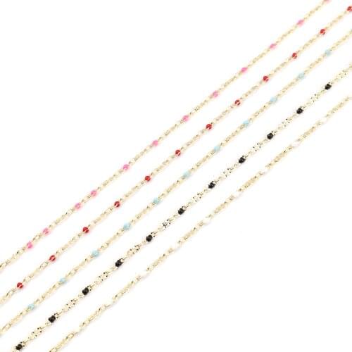 1 M Copper Enamel Link Cable Chain Findings Gold Plated Pink For DIY Men Women Necklace Bracelet Anklet Making Jewelry 5x2mm