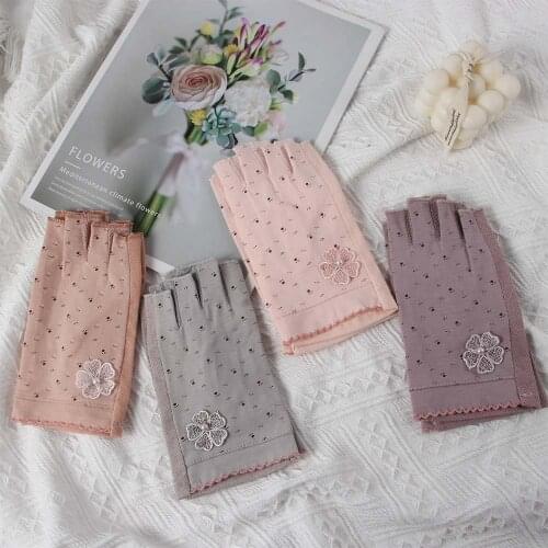 Fashion Summer Fingerless Gloves Half-fingered Short Sunscreen Anti-ultraviolet Ultra-thin Non-slip Sports Cycling Gloves