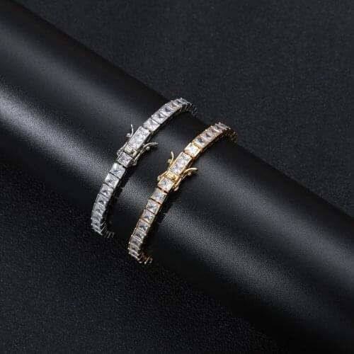 Hip Hop Iced Out Zircon Fashion 6mm 7inch 8inch Brass Bracelet Mens Jewelry CZ Bracelet BB108