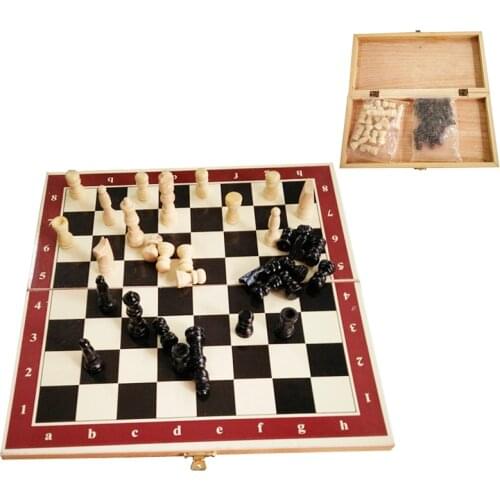 Solid Wood Chess Set Foldable Board Game International Chess Folding Chess Portable Board Game