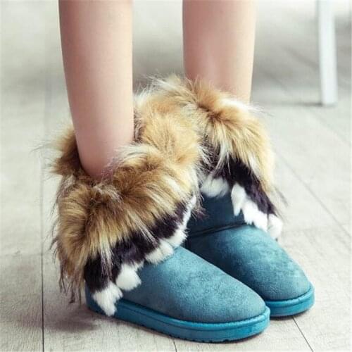 New autumn and winter frosted cuffed long hair comfortable warm non-slip wear-resistant fashion casual boots women