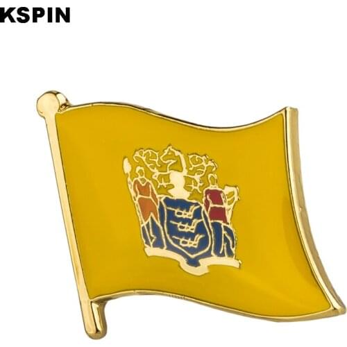 U.S.A New Jersey State Badges Flag Badge Flag Lapal Pin On Backpack Pins For Clothes 10pcs XY0223