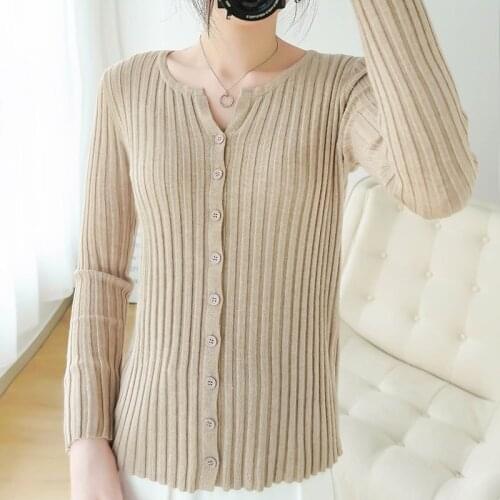 Spring And Autumn New Wool Sweater Cardigan Woman O-neck Sweater Fashion Slim Coat Shawl Knitted Sweater