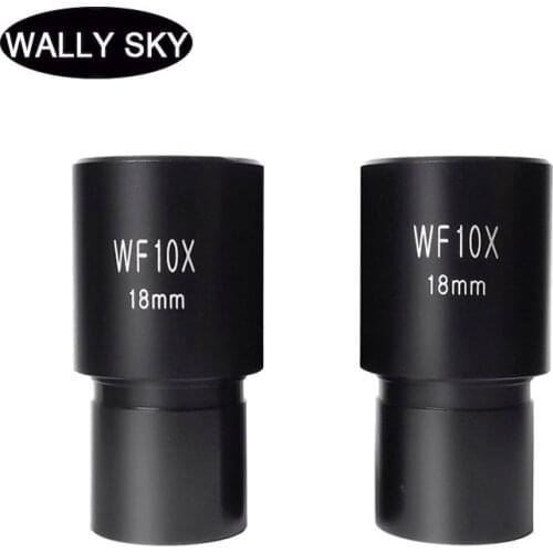 One Pair WF10X Eyepiece Wide Field View 18mm Optical Lens Eyepiece for Biological Microscope Eyepiece Lens Mounting Size 23.2mm