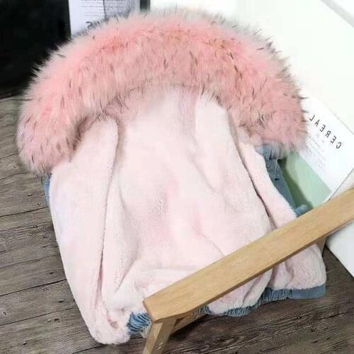 Coat Women Fashion Winter New Denim Winter Coat For Jacket Korean Loose Fleece Thickened Coat Parka Large Fur Collar Hooded